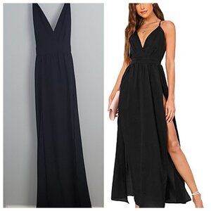 Floerns Women's V Neck Backless  Cocktail Party Maxi Long Dress